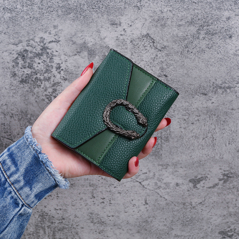 2024 Nova Carteira Feminina Curta de Couro Bolsa Patchwork Clipe de Dinheiro Pequena Clutch Tripla Multi-funcional Porta