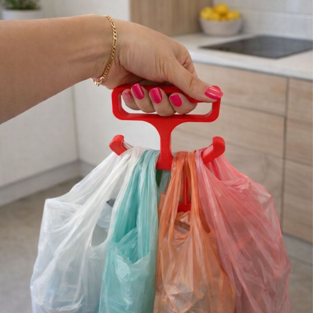 Kit 2 Suportes Pega Conforto Carregar Sacolas de Compras Porta Sacola Ergonómico Carregador de sacola Não Machuca a Mão