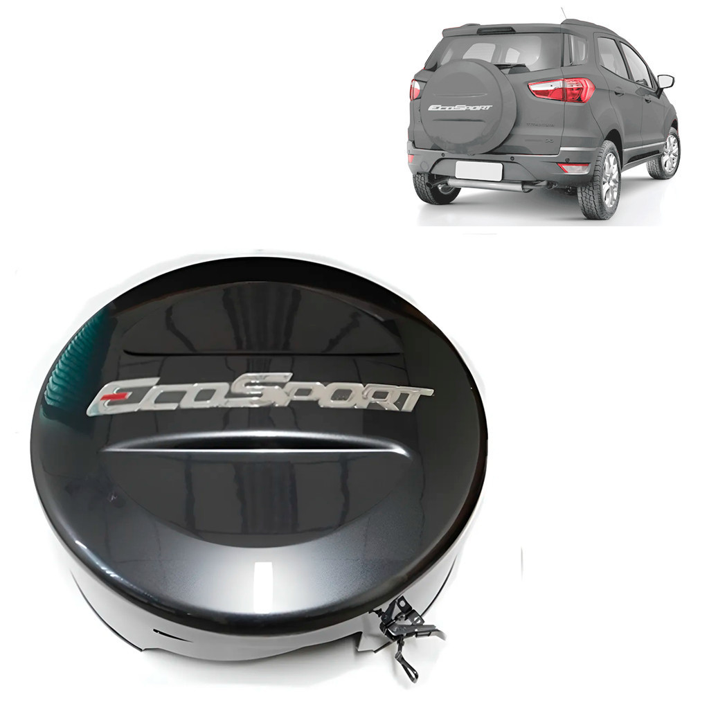 Capa De Estepe Rígida Com Cadeado Para Ford Ecosport 2011 Até 2020 Aro 15/16/17 Capa De Pneu Reserva Cor Cinza Camburi