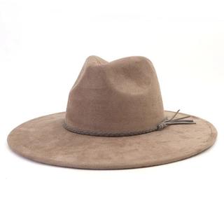 Chapéu Fedora de Aba Larga Retrô em Camurça, Chapéu Jazz de Feltro para Homens e Mulheres, Chapéus Clássicos para Igreja