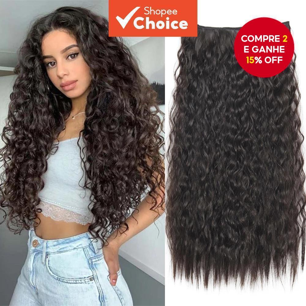 22-Polegada Longo Kin ky Encaracolado Ha ir Extensão Peruca 5 Clip-In Uma Peça Milho Sintético