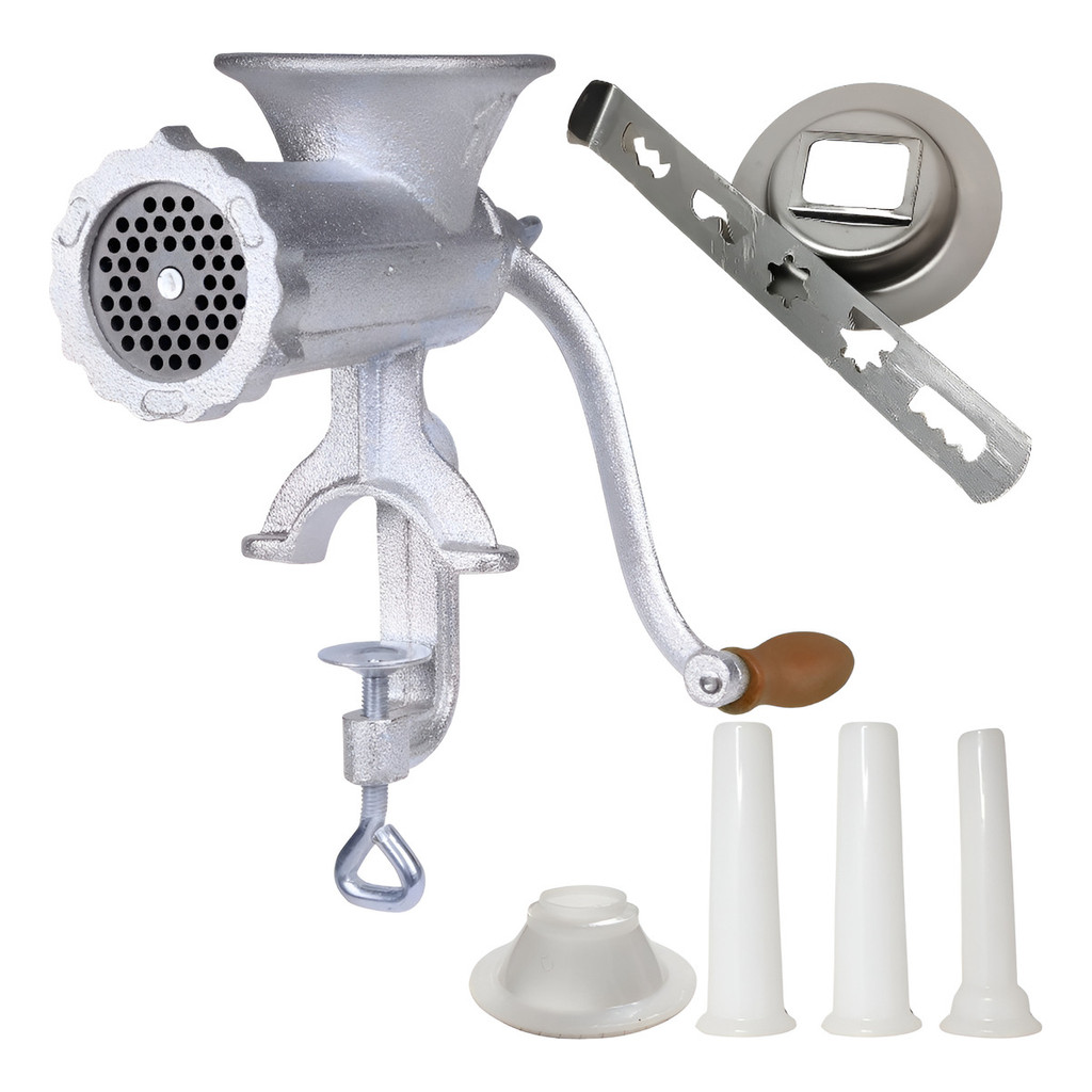 Moedor de Carne Manual N10 Ferro Fundido com Molde Linguiça e Biscoitos