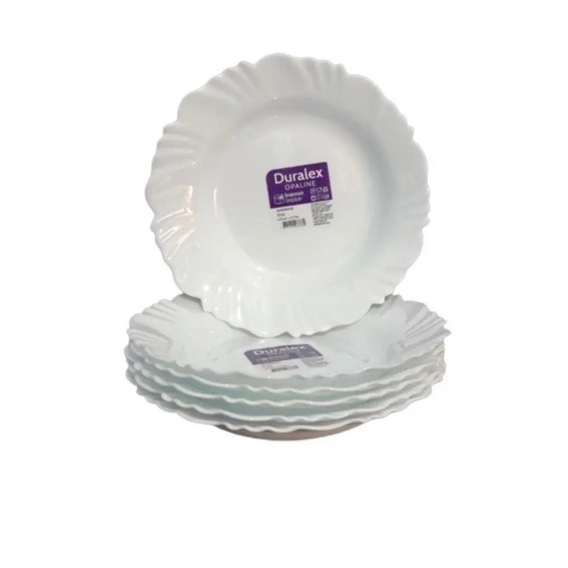 Conjunto 06 Pratos Fundo Branco Duralex Opaline Vidro Pétala Nadir Almoço /Janta em Oferta na Shopee