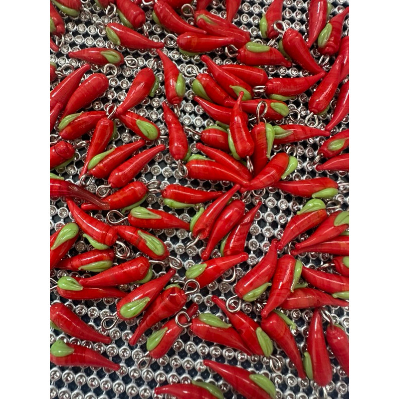 Pingente pimenta 20 mm em vidro -10 unid