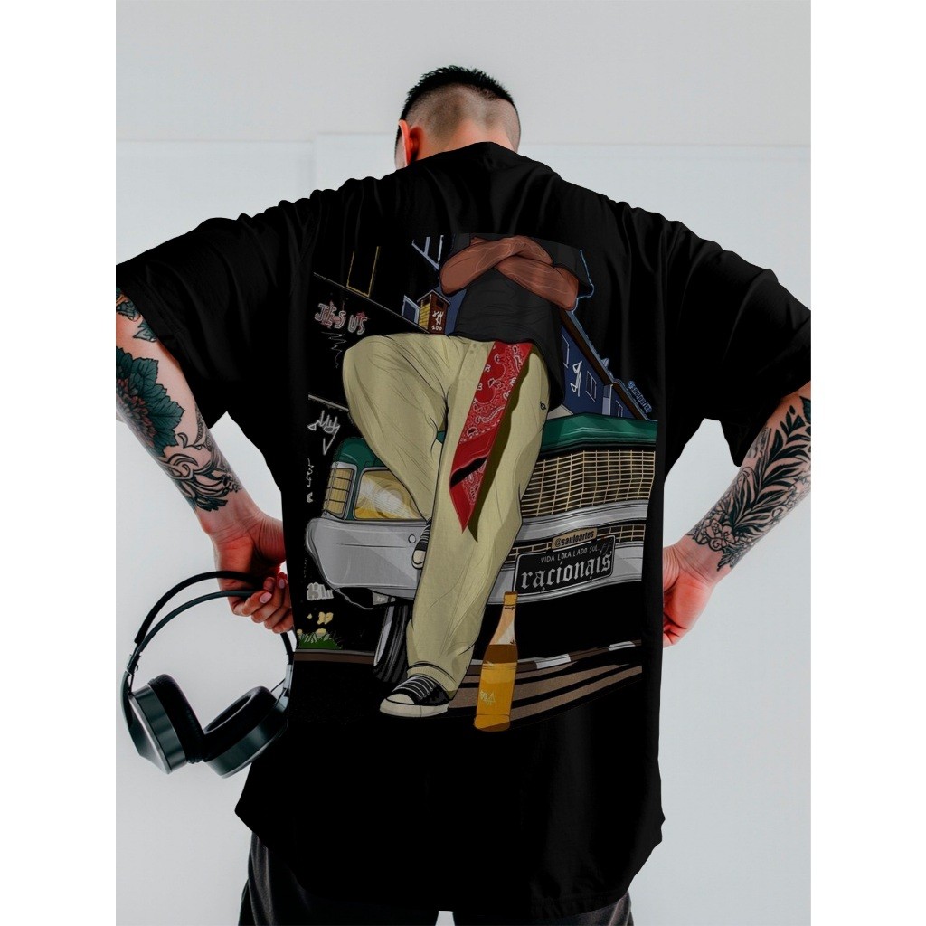 Camiseta Overzised Racionais Quebrada Unissex DTF Ref3575 em Oferta na Shopee