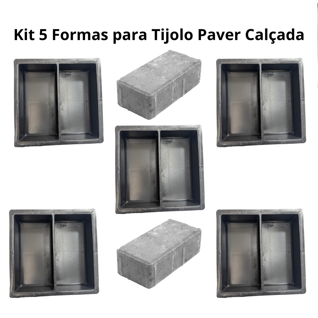 Kit 5 Formas para Tijolo Paver Piso Calçada