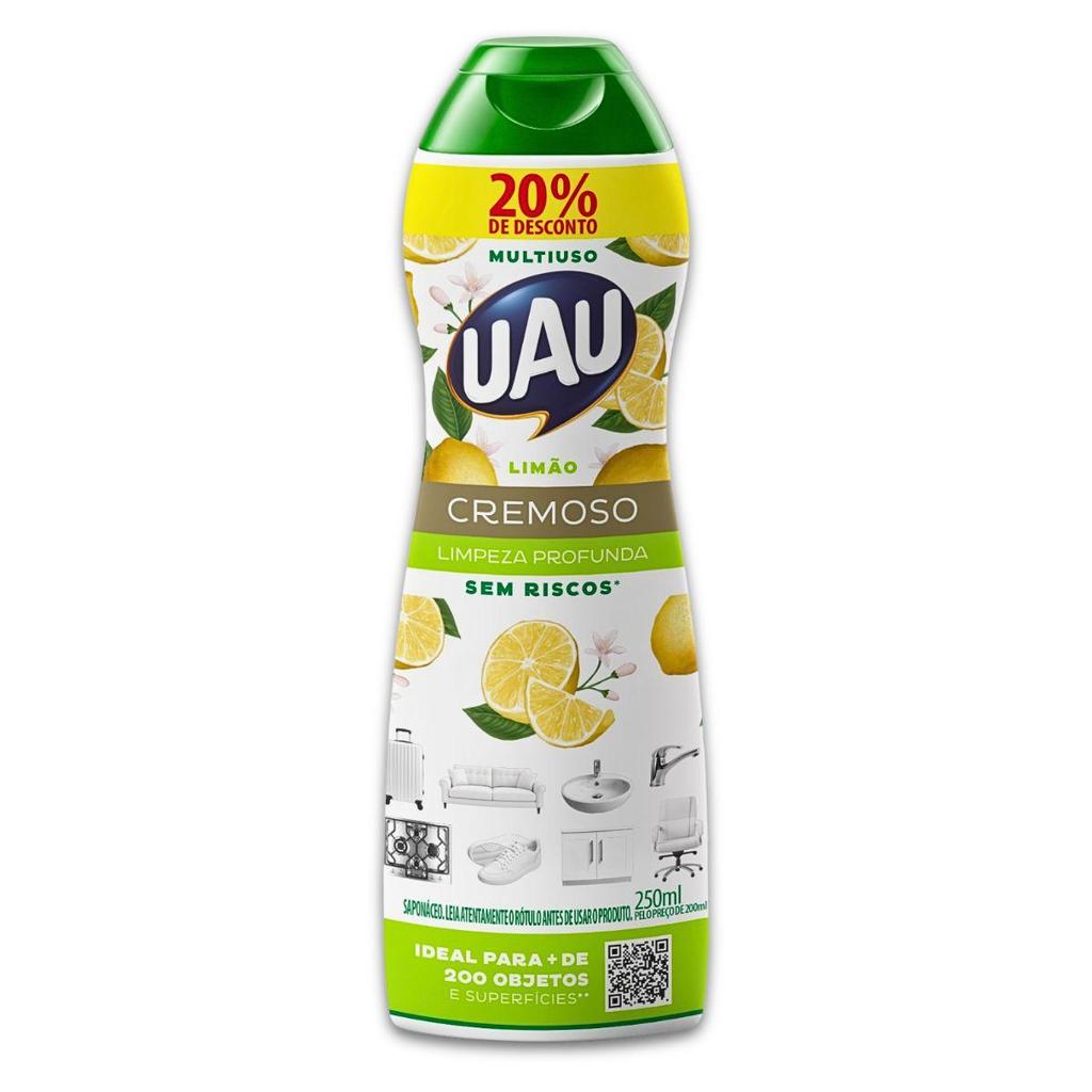Saponáceo Cremoso UAU Limão 250ml Promo em Oferta na Shopee