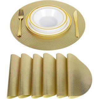 Jogo Americano 4 ou 6 Peças Mesa Jantar Dourado Prata Rose 38cm