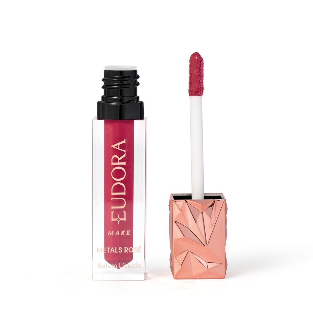 Batom Líquido Cremoso Metals Rosé Malva Refinado Eudora Make 2,5ml
