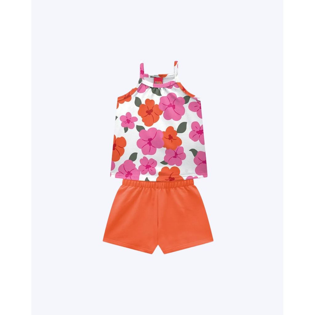 Conjunto Blusa Regata com Alcinha Estampada e Shorts Infantil Feminino Kyly  1001275