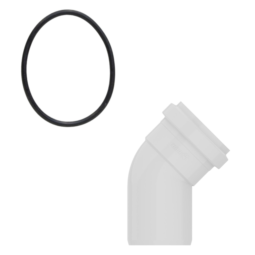 Kit Joelho 45 Graus Esgoto 75mm e Anel de Vedação para Esgoto DN75 Conexão de PVC para Encanamento e Obra Casa