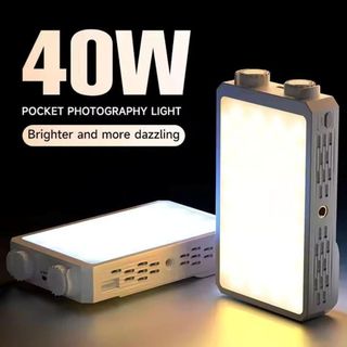 Luz De Câmera LED 40W 2500K-9000K Bicolor 4400mAh Alça De Lâmpada De Vídeo Portátil Fotografia Com CCT Na