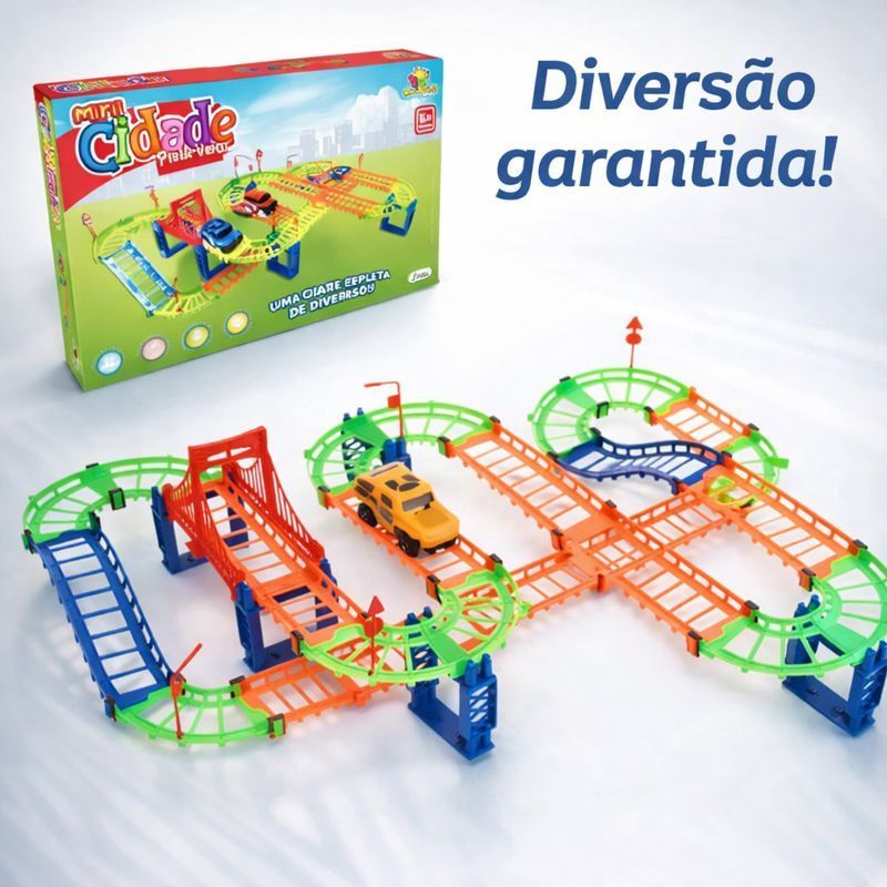 Pista Infantil Mini Cidade Pista Veloz Ponte Carrinho 89 Pçs carrinho elétrico pista de carrinho