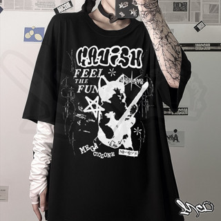 Camiseta Streetwear Unissex Estilo Y2K Tumblr Feel The Fun Gato NOVO 100% Algodão em Oferta na Shopee