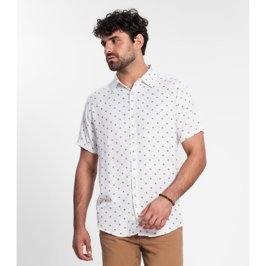 Camisa Masculina Em Viscose Diametro Branco