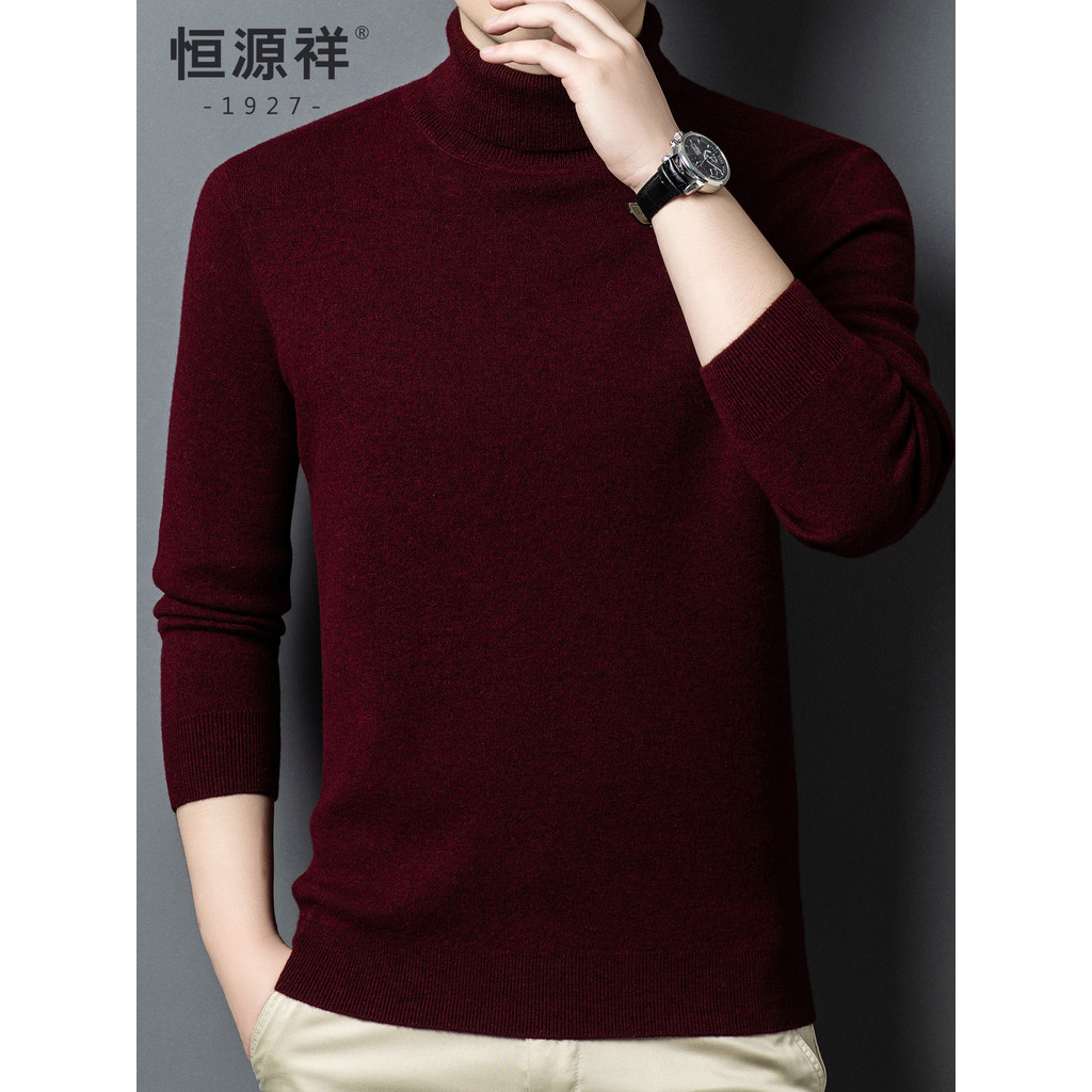 Hengyuanxiang ano novo lapela camisola de gola alta masculina outono inverno engrossado Cashmere camisola Benming ano vi