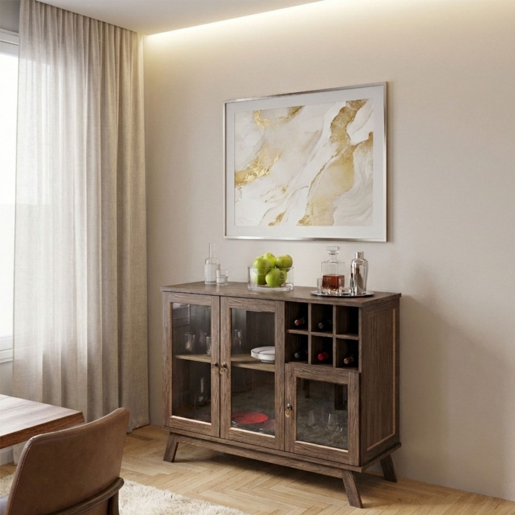 Balcão Buffet Paris 3 Portas 1 Prateleira com Vidro - Rodmoveis em Oferta na Shopee