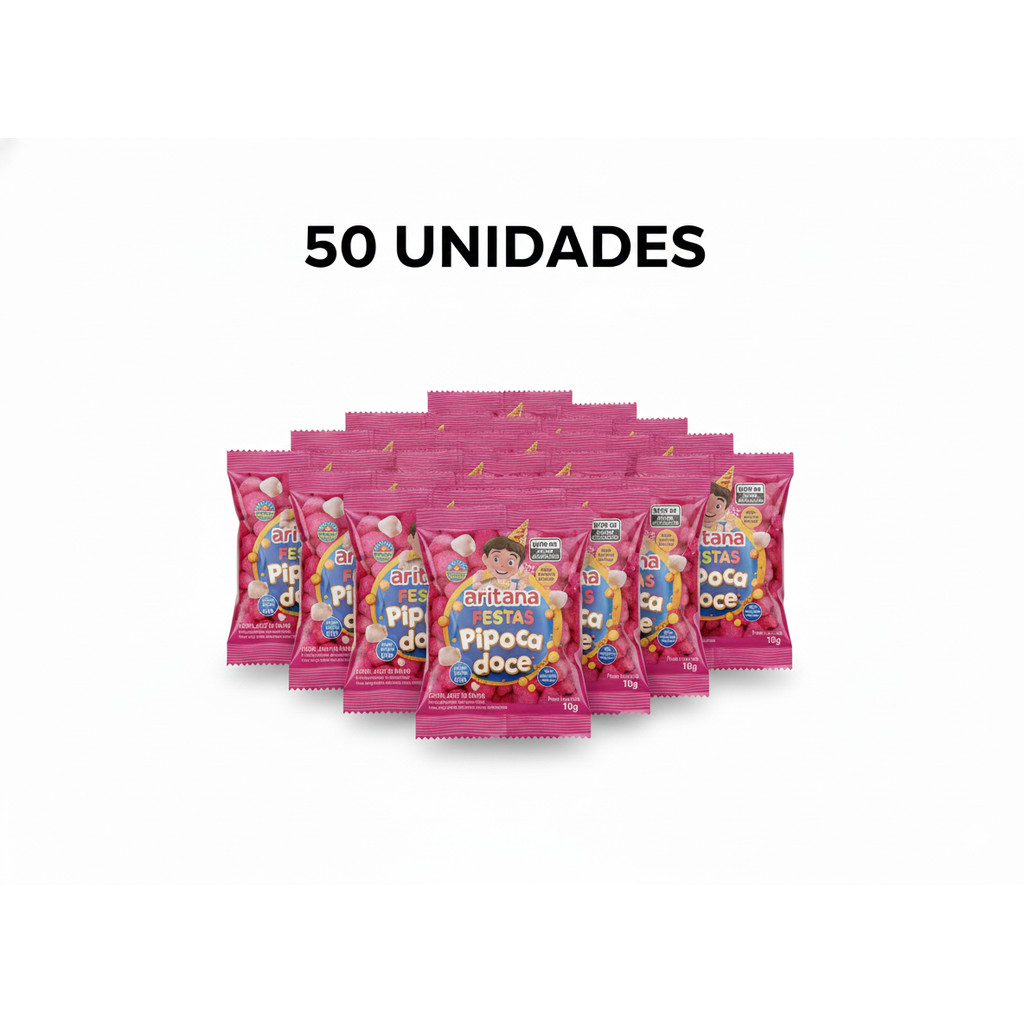 PIPOCA DOCE ARITANA FESTA FARDO 50, 100, 150 e 200 UNIDADES 10G em Oferta na Shopee