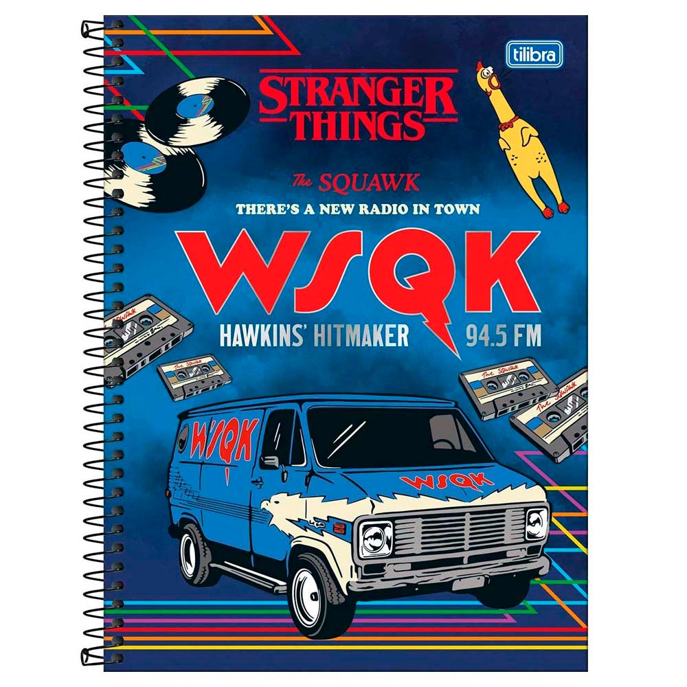 Caderno Grande Universitário Espiral Stranger Things Connect Capa Dura 10 Matérias Tilibra