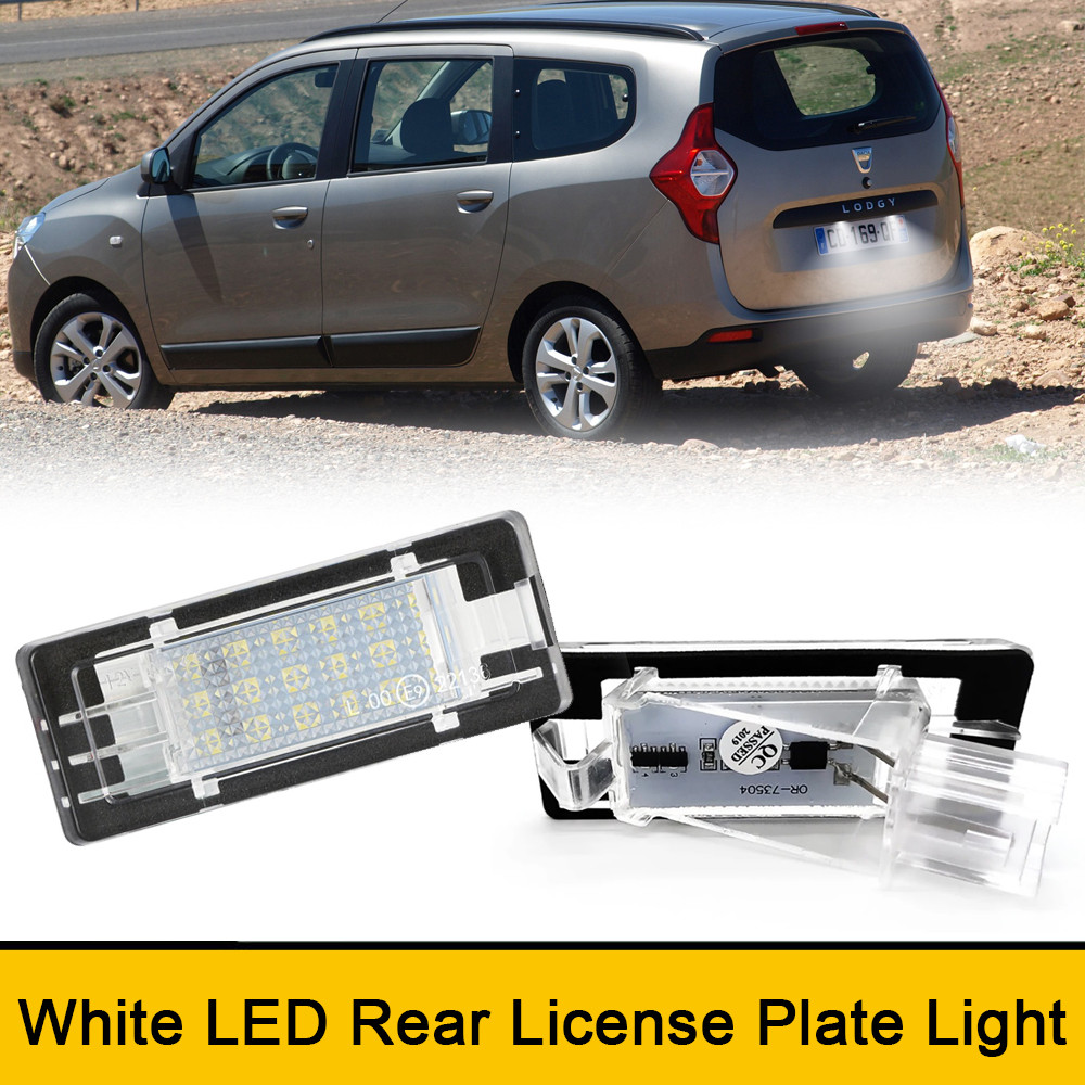 2 Pçs Branco Placa De Licença Traseira Luzes LED Para Dacia Duster Logan Lodgy Estilo Do Carro Lâmpada Número Cauda Nenh