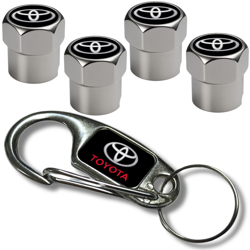 Kit Chaveiro + 4 Tampas Bico Pneu Automotivo Veiculo Carro Toyota Corolla Etios Hilux Sw4 Yaris