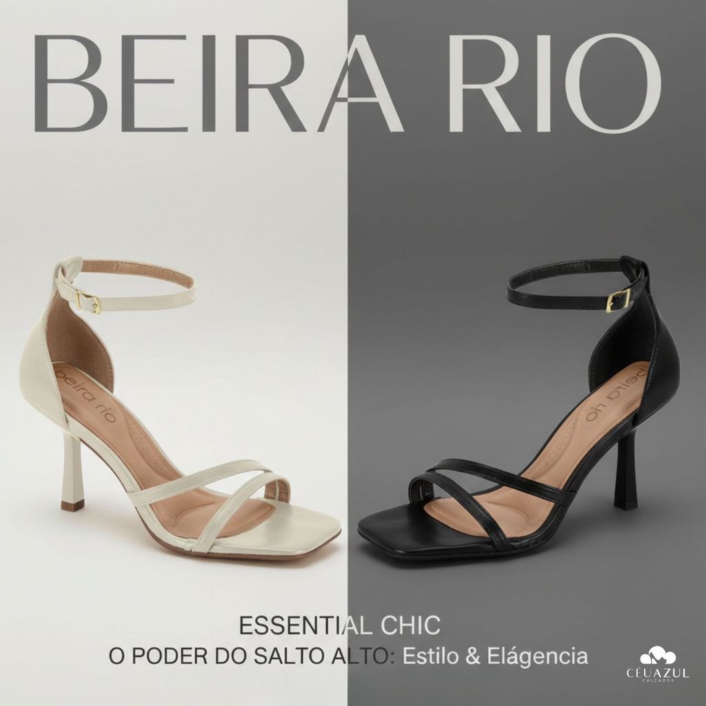 Sandália Feminina Beira Rio Salto Fino Tiras Finas Elegante Original em Oferta na Shopee