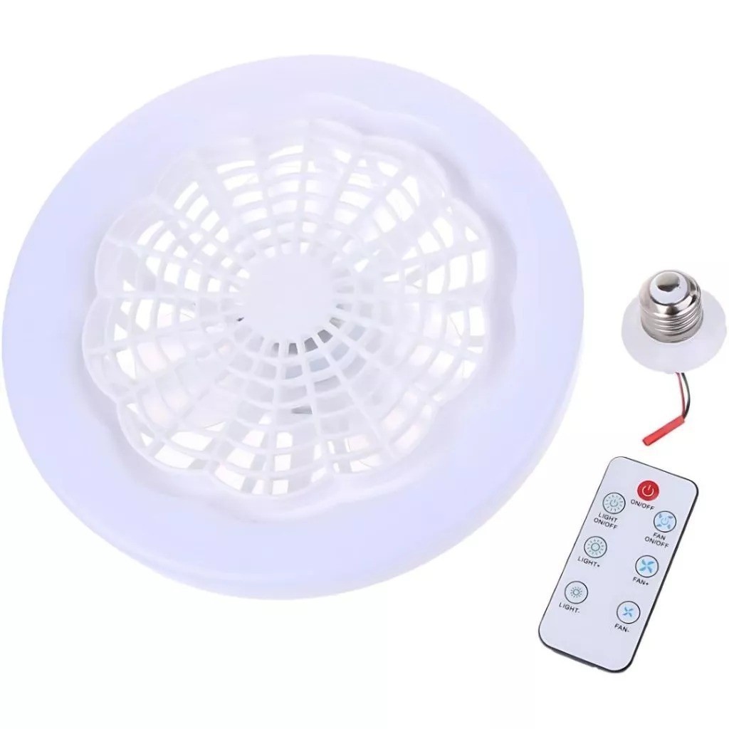 Ventilador De Teto Com Led Lâmpada Novo Com Controle Remoto Bordado Bivolt CLICK