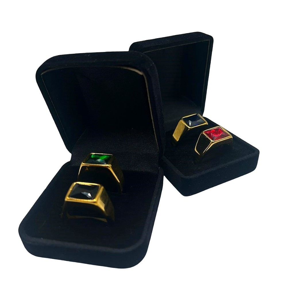 Detalhes do Anel de Pedra Masculina Dourado em Aço inoxidável 316L