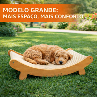 Cama/Pet Lounge Modelo Grande Premium em Madeira e Sisal para Cachorros e Gatos – Design Exclusivo em Oferta na Shopee