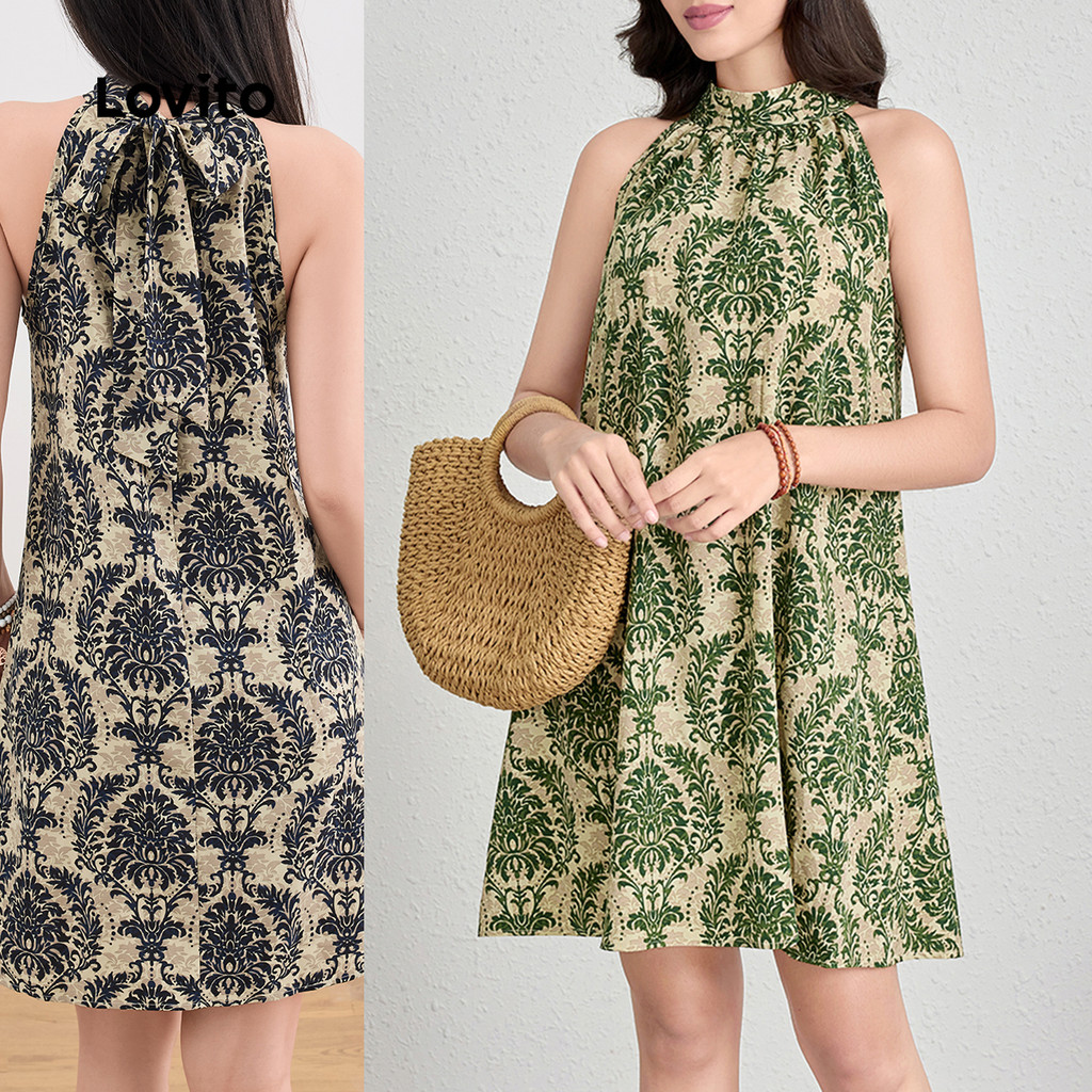 Lovito Vestido Casual Estampa Tribal Padrão Vestido De Verão/Primavera Para Mulheres L109MD179 em Oferta na Shopee