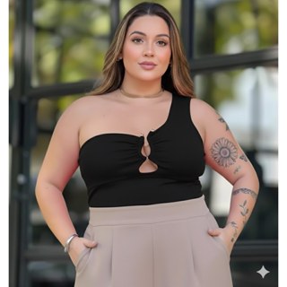 Blusa cropped feminina  mula manca GG suplex detalhe no busto em Oferta na Shopee