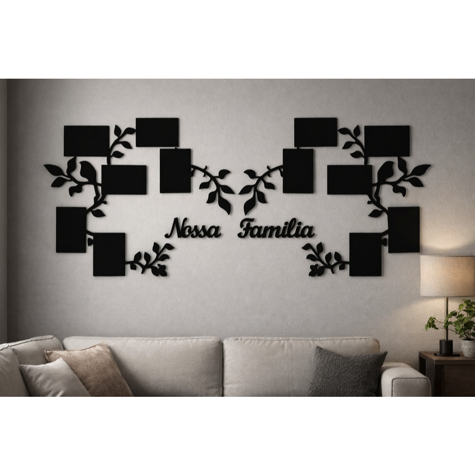 Porta-Retrato Nossa Família de Parede MDF 12 Fotos 10x15cm Decorativo 1,35Mx60cm em Oferta na Shopee