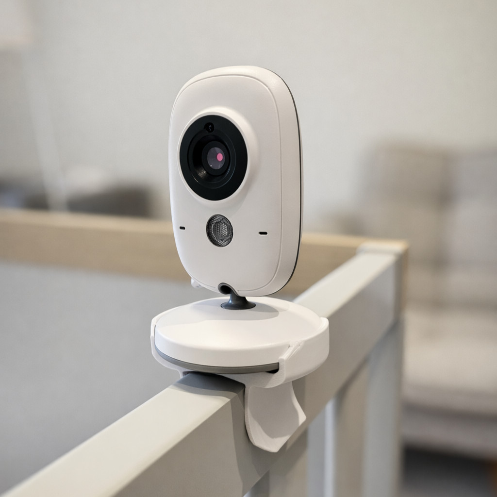 Suporte Babá Eletrônica Universal com Encaixe – Uso em Berço, Grade ou Mesa VB603