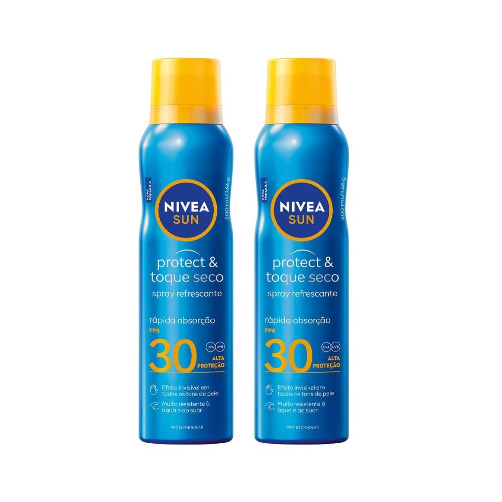 Kit 2 NIVEA SUN Protetor Solar Spray Protect & Toque Seco FPS 30 200ml