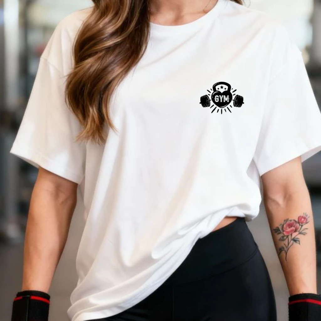 Camisetão T-shirt Oversized 100% Algodão Premium Feminina Halter Gym Treino Academia Fitness Musculação