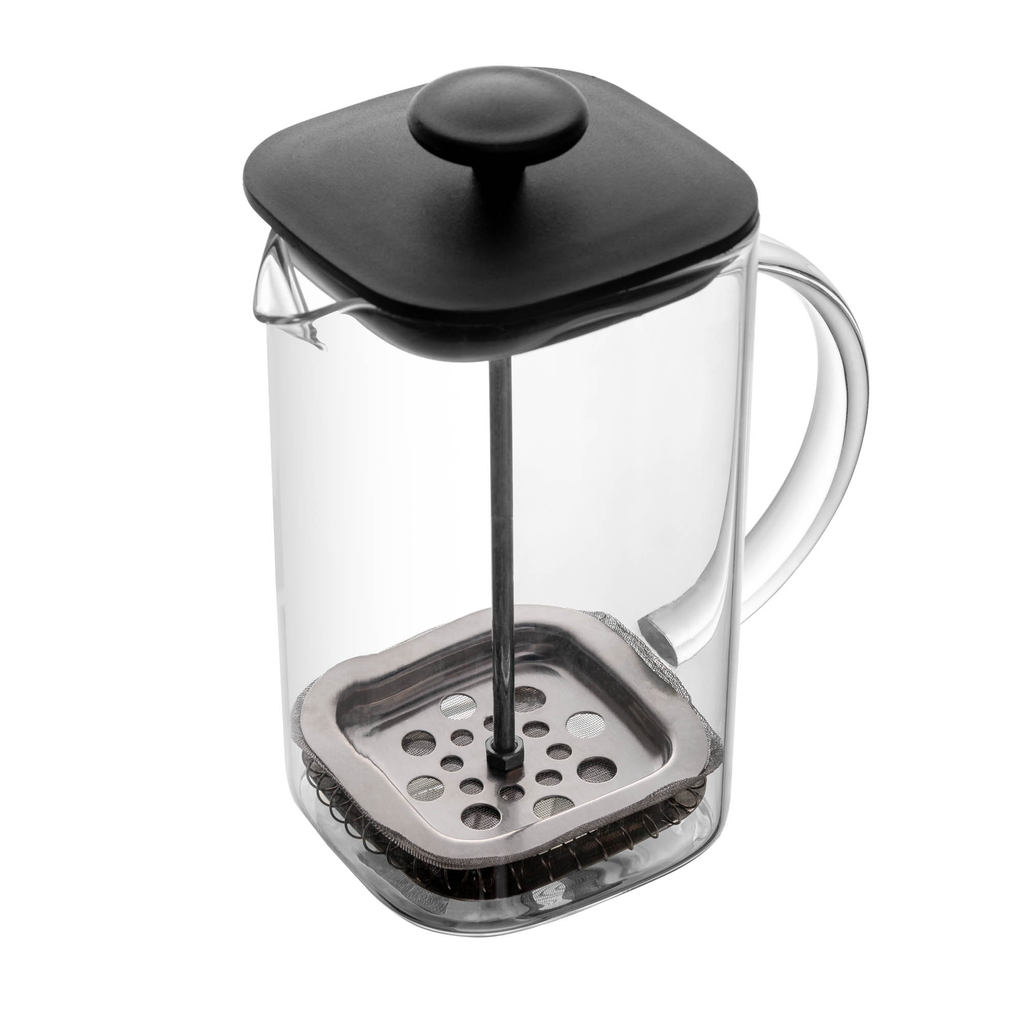 Cafeteira Prensa Francesa de Vidro Borossilicato e Tampa de Plastico Preta Quadratta 700ml - Lyor em Oferta na Shopee