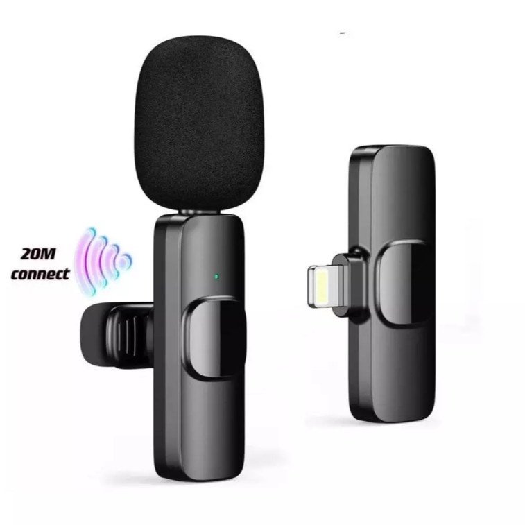 Microfone de Lapela Sem Fio K9 Vlog Compatível Tipo C e iPhone em Oferta na Shopee
