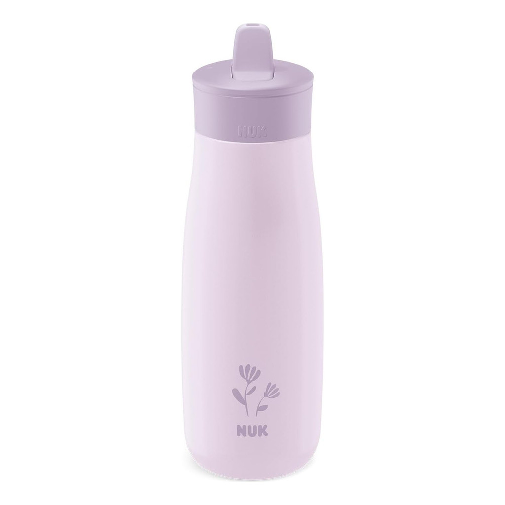 Garrafinha Infantil Mini-me Flip 500ml Inox Lilac Flower-nuk Lilás