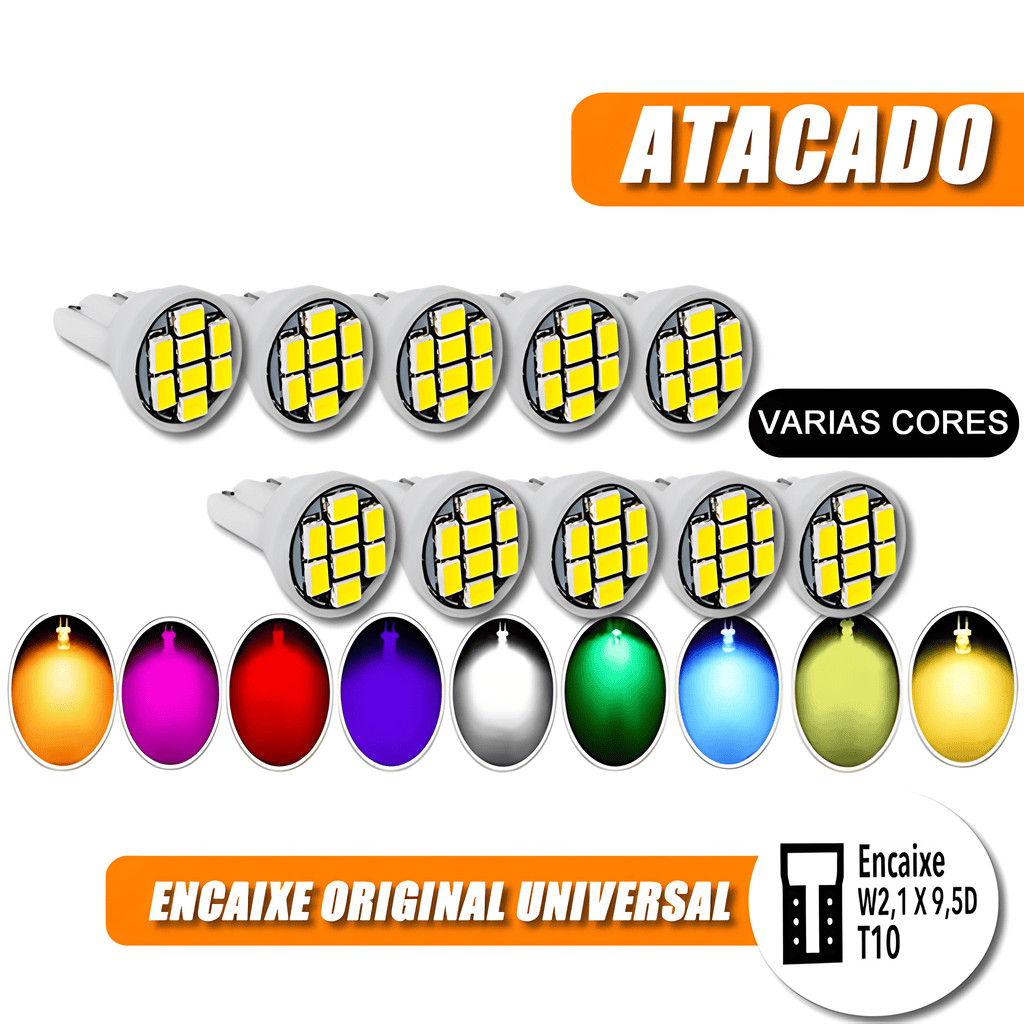 Lâmpada T10 T5 cores mistas led Carro De Sílica Cob lampada led automotiva Atacado