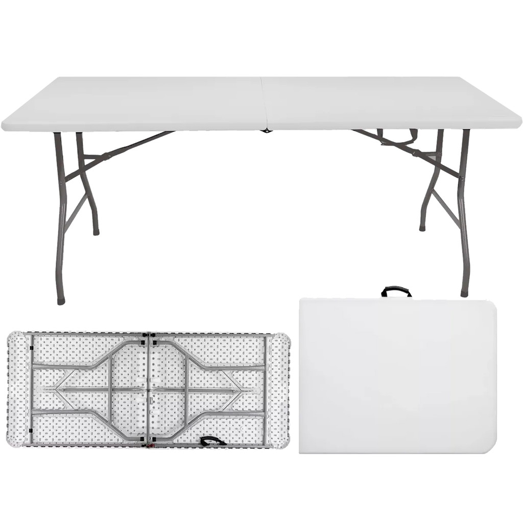 Mesa Dobrável Vira Maleta Com Alça Portátil Branca 1,80m Cor Branco Tbt1800 The Black Tools em Oferta na Shopee