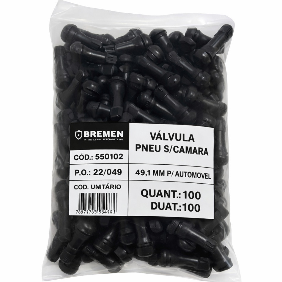 100 Bicos De Roda Válvula P/ Pneu Sem Câmara Passeio Tr 414 aro:13, 14, 15, 16, 17 e 18 Universal
