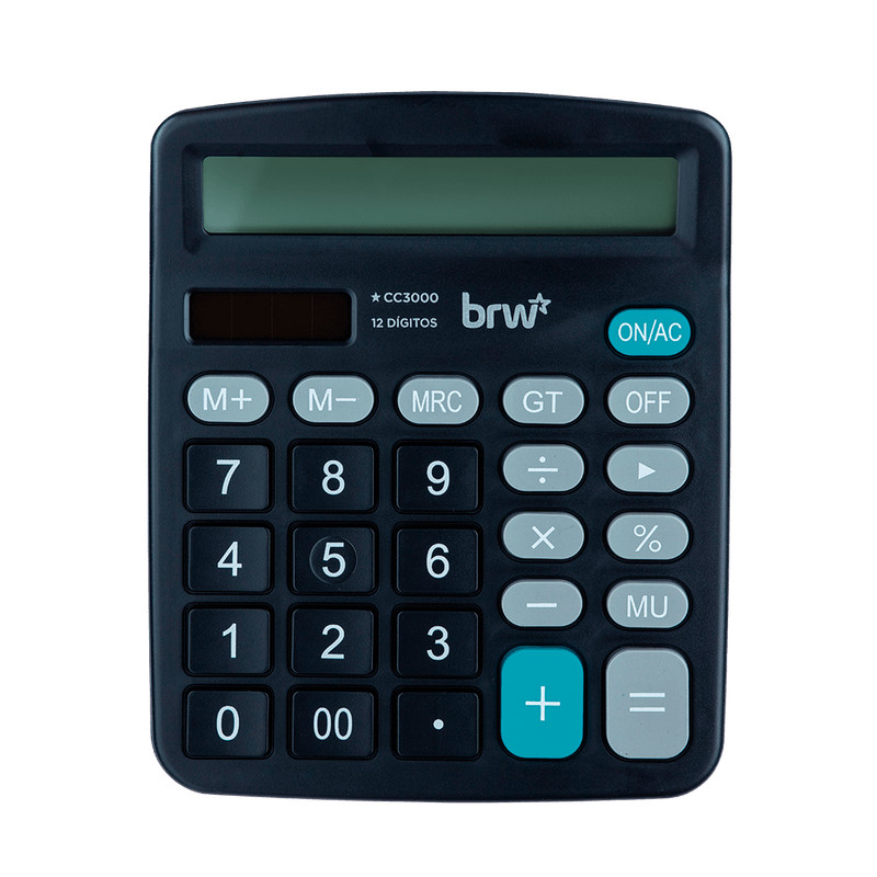 CALCULADORA GRANDE 12 DÍGITOS DE MESA - PRETA BRW (PRODUTO SEM CAIXA)