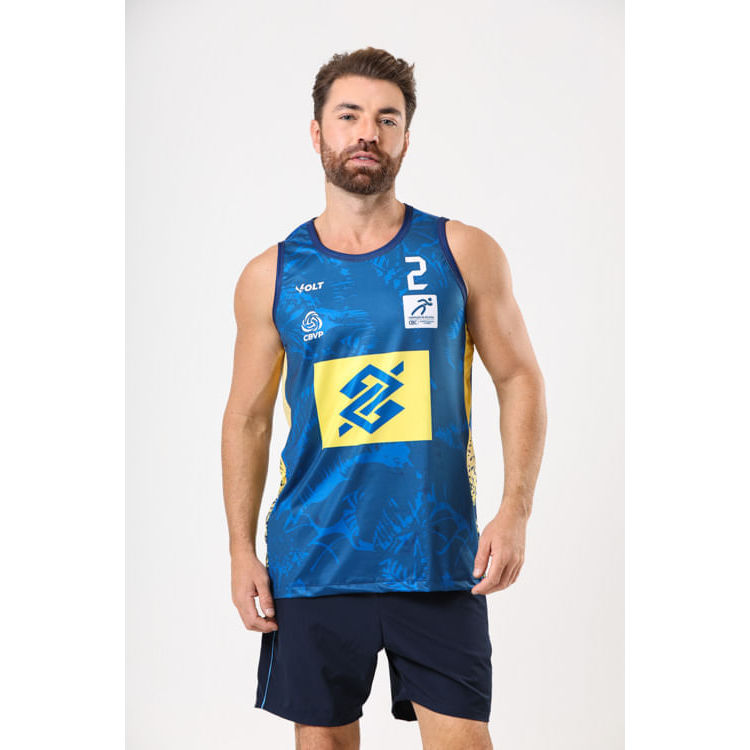 Regata Vôlei De Praia Brasil Oficial Masculina Azul Marinho Volt em Oferta na Shopee