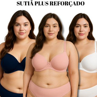 KIT 3 Sutiã Plus Size Bojão – Conforto, Sustentação e Durabilidade em Oferta na Shopee