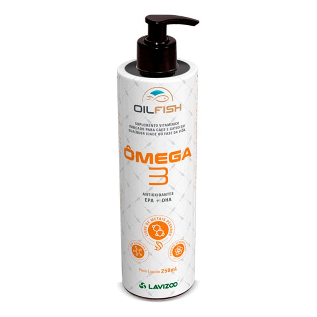 Ômega 3 para Cães e Gatos Lavizoo Oil Fish Suplemento 250mL