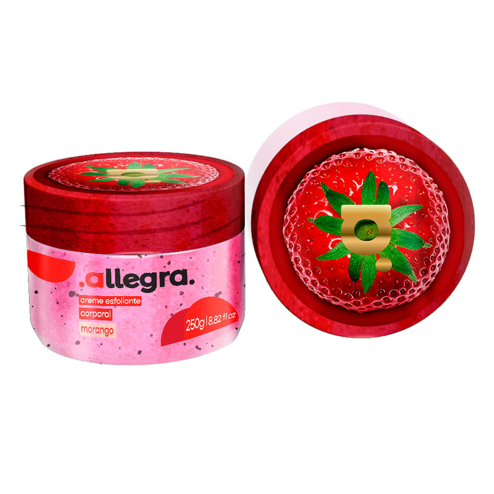 Creme Esfoliante Corporal Allegra Morango 250g em Oferta na Shopee