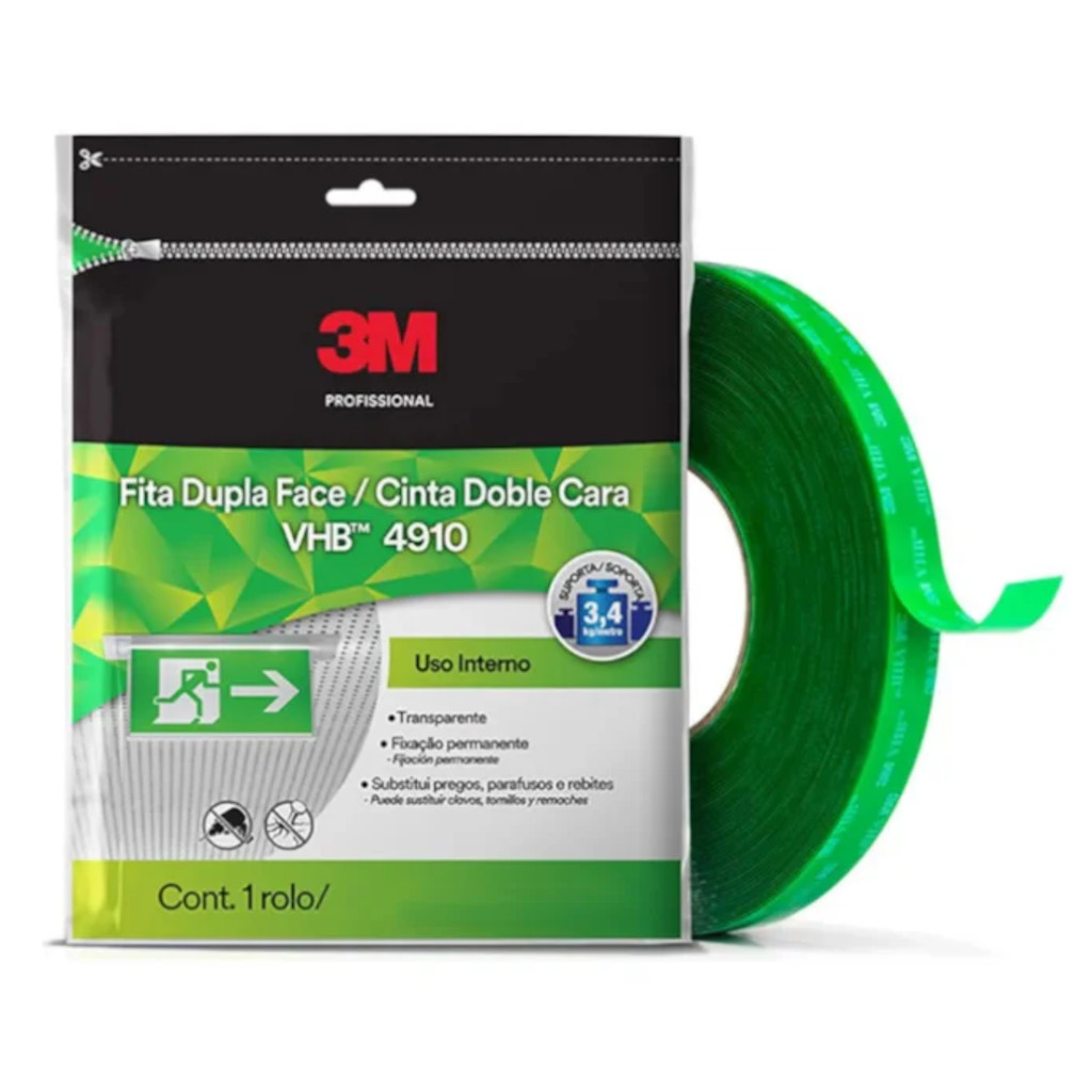 Fita Dupla Face Fixa Forte 3m vhb 12mmx5m 4910 Original