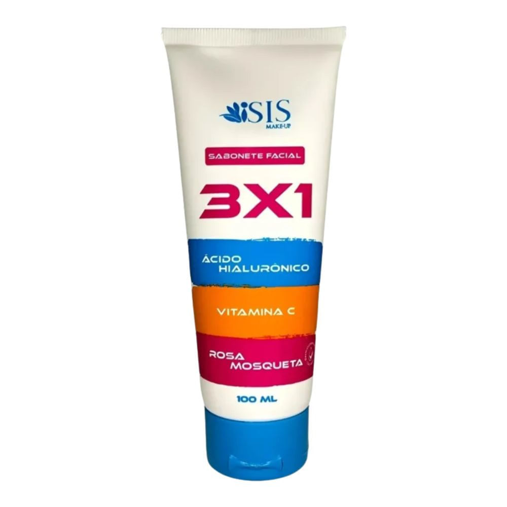 Sabonete Facial Isis 3X1 Àcido Hialurônico Vitamina C E Rosa Mosqueta 100ml