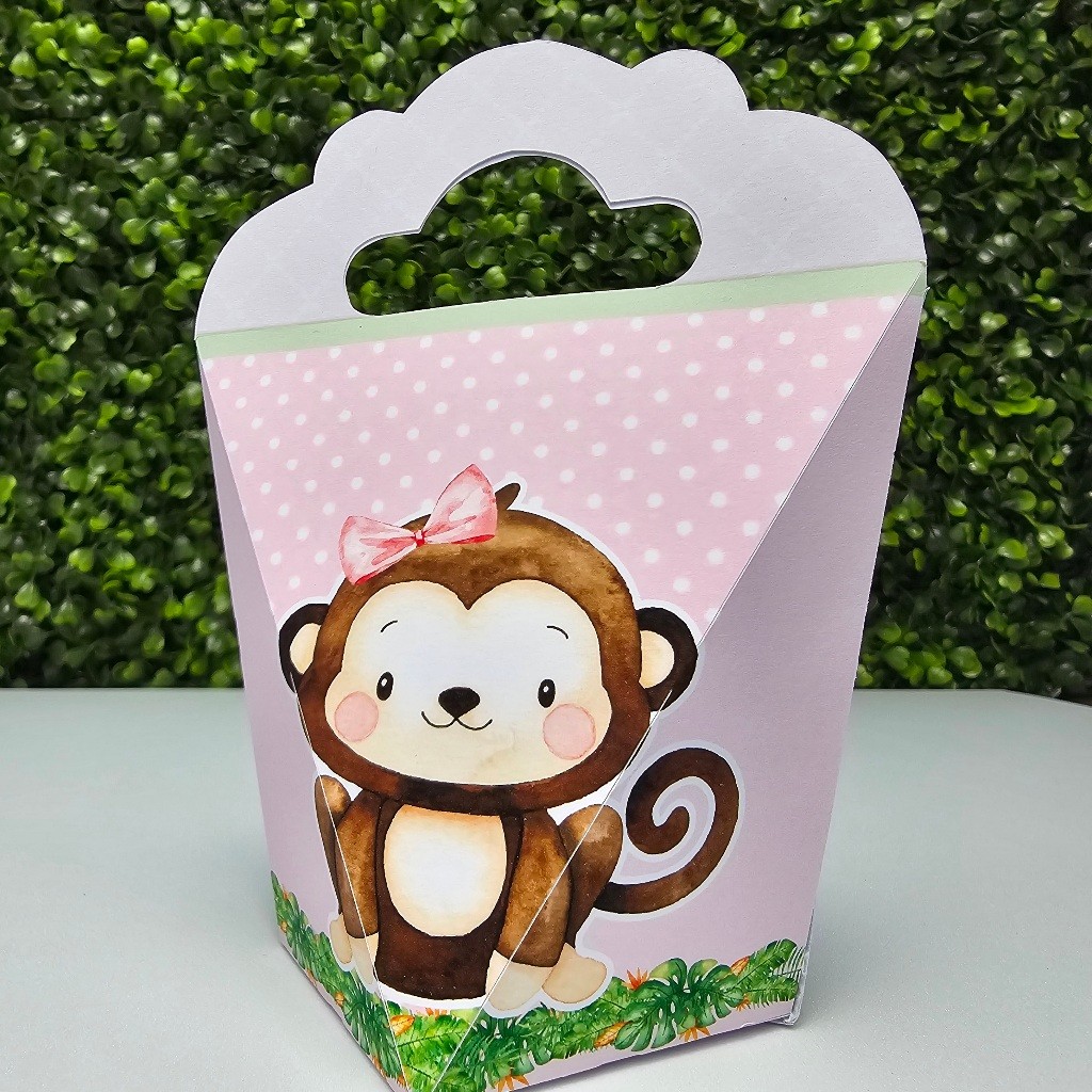 Caixa Coração SAFARI MENINA ROSA  - Personalizados - Festa infantil - Aniversário - Lembrancinha