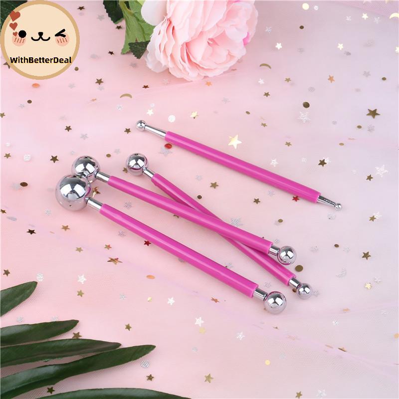 Melhor 4 PCS Fondant Bolo Decoração Caneta Bola De Metal Flores Açúcar Artesanato Ferramentas De Modelagem